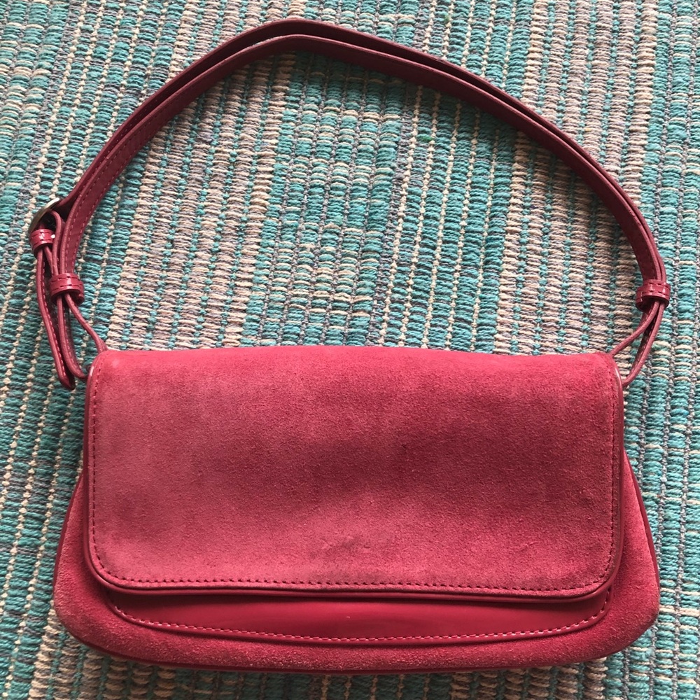 Pink genuine Italian suede Ann Taylor shoulder bag